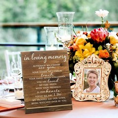 Memorial Table Sign for Wedding, Wedding Wooden Decorations for Reception, Sympa