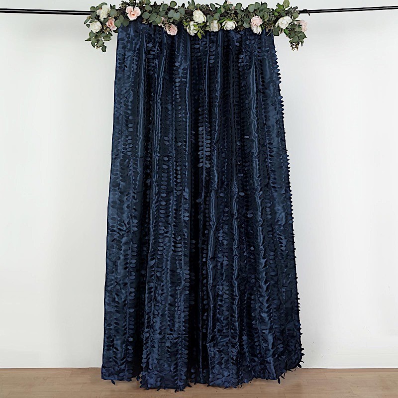 8 ft x 8 ft NAVY BLUE Leaf Petal Taffeta Backdrop Drape CURTAIN Panel Party