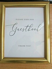 Gold Framed ‘Please Sign Our Guestbook’ Photo Frame 10″ w x 12″ h for Wedding