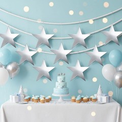 Pengxiaomei 40 Pcs 11 Inch Silver Stars Cutouts Silver Star Decoration Double…