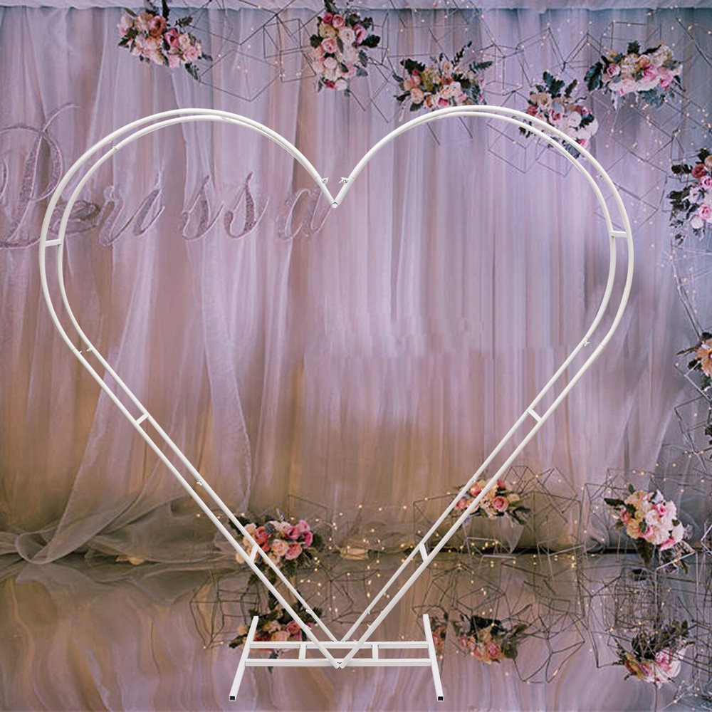 Metal Heart Shaped Wedding Arch Backdrop Stand White for Wedding Ceremony