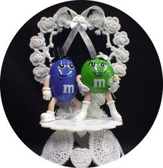 M & M Candy Wedding Cake Topper Mr Your Pick Groom Mrs GREEN Bride M&M Funny