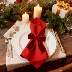 6Pcs Christmas Napkin Rings Bow Velvet Napkin Holders for Xmas One Size Red