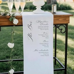 Minimalist Boho Fabric Wedding Bar Menu Sign Cocktail Banner