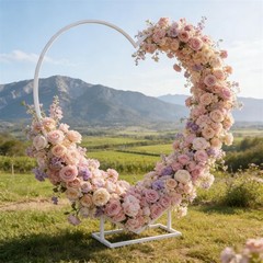 7.2ft Heart Arch Shaped Wedding Stand for Proposal Engagement Party Decorations