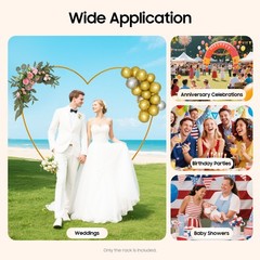 210cm Heart Shaped Gold Metal Balloon Arch Stand Frame Display Kit For Wedding