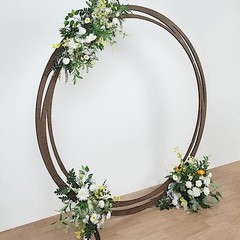 8 ft Brown Round Natural Wood Wedding Arch Backdrop Stand Party Event Decoration