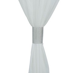 4 SILVER Rhinestone Mesh CURTAIN Tie Backs Drapery Holdbacks Party