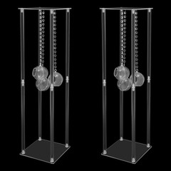 2Pcs Wedding Centerpieces Stand Wedding Flower Stand w/ Hanging Candle Holders