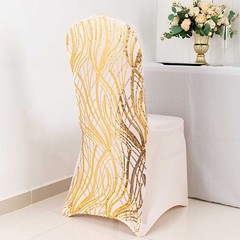 ROSE GOLD Embroidered Sequin Spandex Banquet CHAIR COVER Party Decorations