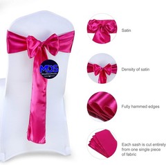 Magenta Satin Chair Bows 10 PCS – Reusable Sashes for Weddings & Celebrations
