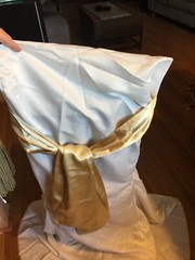 CHAIR COVER Wedding Banquet Party Reception Decorations White With Gold Sash Bow