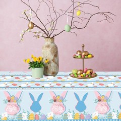 3 Pcs Easter Plastic Tablecloth,54 x 108 Inch Disposable Table Covers with Bu…
