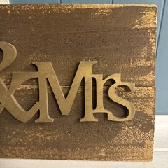 Mr. and Mrs. Sign Wood Letter Wedding Signs for Table Photo Props Decor Gold