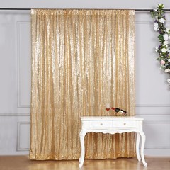 GOLD 8 ft x 8 ft Sequined Backdrop Curtain Wedding Party PhotoBooth Decorations