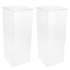 2x Acrylic Column Flower Stand Crystal Chains Geometric Wedding Centerpieces