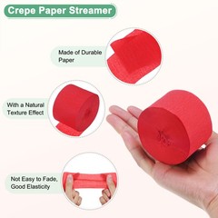 6-Rolls 492ft Crepe Paper Streamer for DIY [Red-1.8 Inch x 82 Ft/Roll]