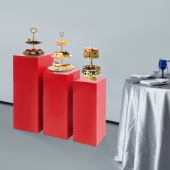 Red Metal Display Pedestal Stands Metal Pedestal Stands 3PCs Square Stands Set