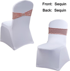 Rose Gold Sequin Chair Sashes 50 Pack for Weddings & Parties Decor