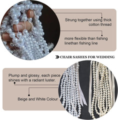 Pearl Wedding Chair Decor, String Pearls for Crafting (White) | Pearl Beaded Cha