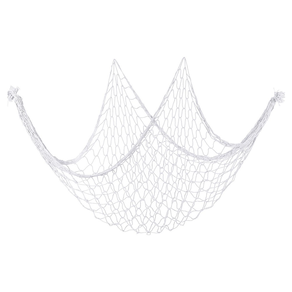 79 x 59 Inch Nature Cotton Decorative Fish Net Ocean Party, Beige