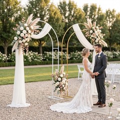 White/Gold Wedding Arch Backdrop Stand 130*40*220cm Metal Arch Backdrop Stand