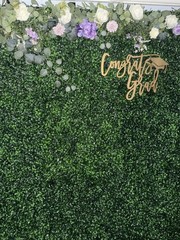 🌿 6×6 Boxwood Greenery Wall Backdrop w/ Floral Garland & Extra Panels