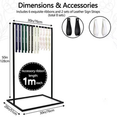 Black Wedding Sign Decorative Stand with Full-Grain Leather Straps and Design Bu