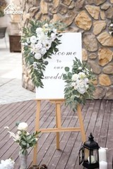 Wedding Arch Faux Flowers Set of 2 Wedding Welcome Sign for Wedding Decor White