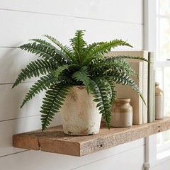 Larksilk Large Artificial Fern Plant 28 in Silk UV Resistant Indoor Outdoor