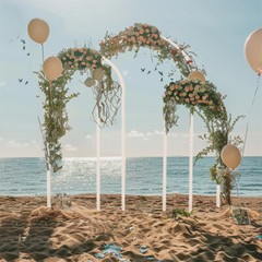 3pcs Elegant White Metal Arch Backdrop Stand Arched Frame Wedding Ceremony Decor