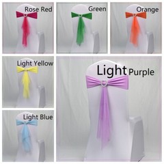 10X Chair Cover Band Bow Sashes Rhinestone Buckle Slider Banquet Wedding Party