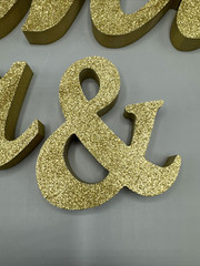 Mr & Mrs Letters Wedding Wooden Sign Party Décor Gold Glitter
