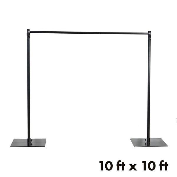 BLACK 10 x 10 ft Photo Backdrop Heavy Duty Stand Kit with Weighted Steel Base