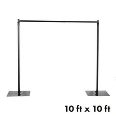 BLACK 10 x 10 ft Photo Backdrop Heavy Duty Stand Kit with Weighted Steel Base