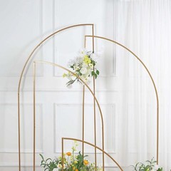 4 Gold Metal Floral Display Frame Half Moon Backdrop STAND Arch Set Party Events