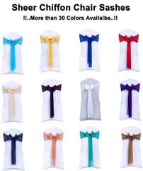 25/50/100/200 Sheer Chiffon Chair Sashes Bows 7.5″ Wide Wedding Party Decoration