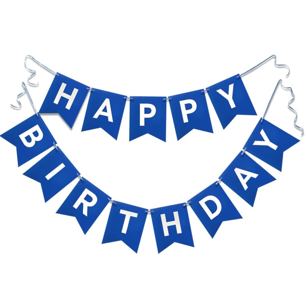 Navy Blue Happy Birthday Banner Nautical Theme Boys Birthday Party Supplies G…