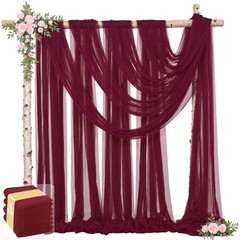 4 Panels Wedding Arch Draping Fabric 30″ x W(30″) x H(19ft), 4 Panels Burgundy