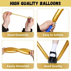 Metallic Long Balloons Art Kit for Twisting, Chrome 260pcs Skinny Modeling Ba…
