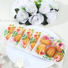 100 White Clear PVC Cookie Candy Bags With “Thank You” Floral Print Party