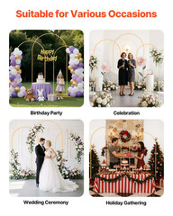 3PCS Gold Arch Backdrop Stand Set 8FT 7.2FT 6.6FT Wedding Party Decor