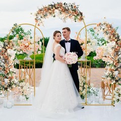 Set of 3 Wedding Arch Backdrop Stand Garden Floral Balloon Arch 7.3&6&6FT Party