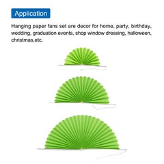 12Pcs Hanging Paper Fans Party Set Decoration for Home Birthday Wedding Green