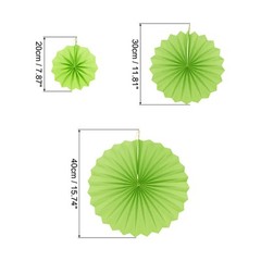 12Pcs Hanging Paper Fans Party Set Decoration for Home Birthday Wedding Green