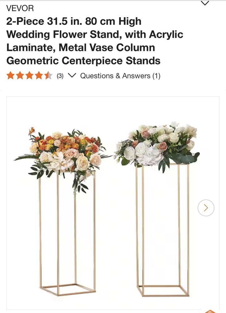 Vevor 2 Piece 31.5 In. 80 Cm High Wedding Flower Stand