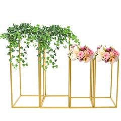 Gold Metal Column Flower Stand Wedding Party Backdrop Centerpiece Rack 4Pcs US