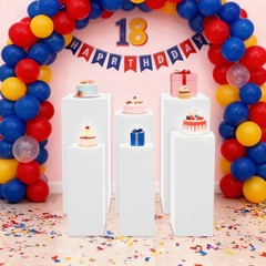 Display Pedestal Stands Set of 6 Freestanding Cuboid Display Plinths, 3 Sizes US
