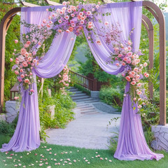 Lavender Wedding Arch Draping Fabric Purple Sheer Wedding Arch Drapes for Ceremo