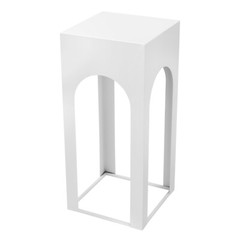 3 Piece White Iron Sheet Square Table Pillar Modern Floor Standing 65*29*29cm